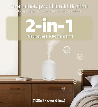 Onaboviva Essential Oil Diffuser – 2.4MHz Ultrasonic, 120ml Ceramic, BPA-Free