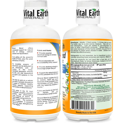 Vital Earth Minerals Fulvic Humic Mineral Blend Liquid 2-Pack – 70+ Trace Minerals & Electrolytes