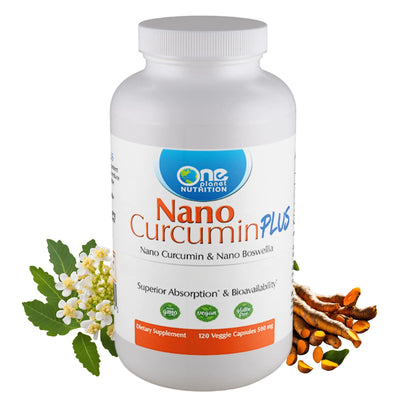 One Planet Nutrition Nano Curcumin Plus 500 mg Veggie Capsules – High Absorption, Vegan, Gluten-Free