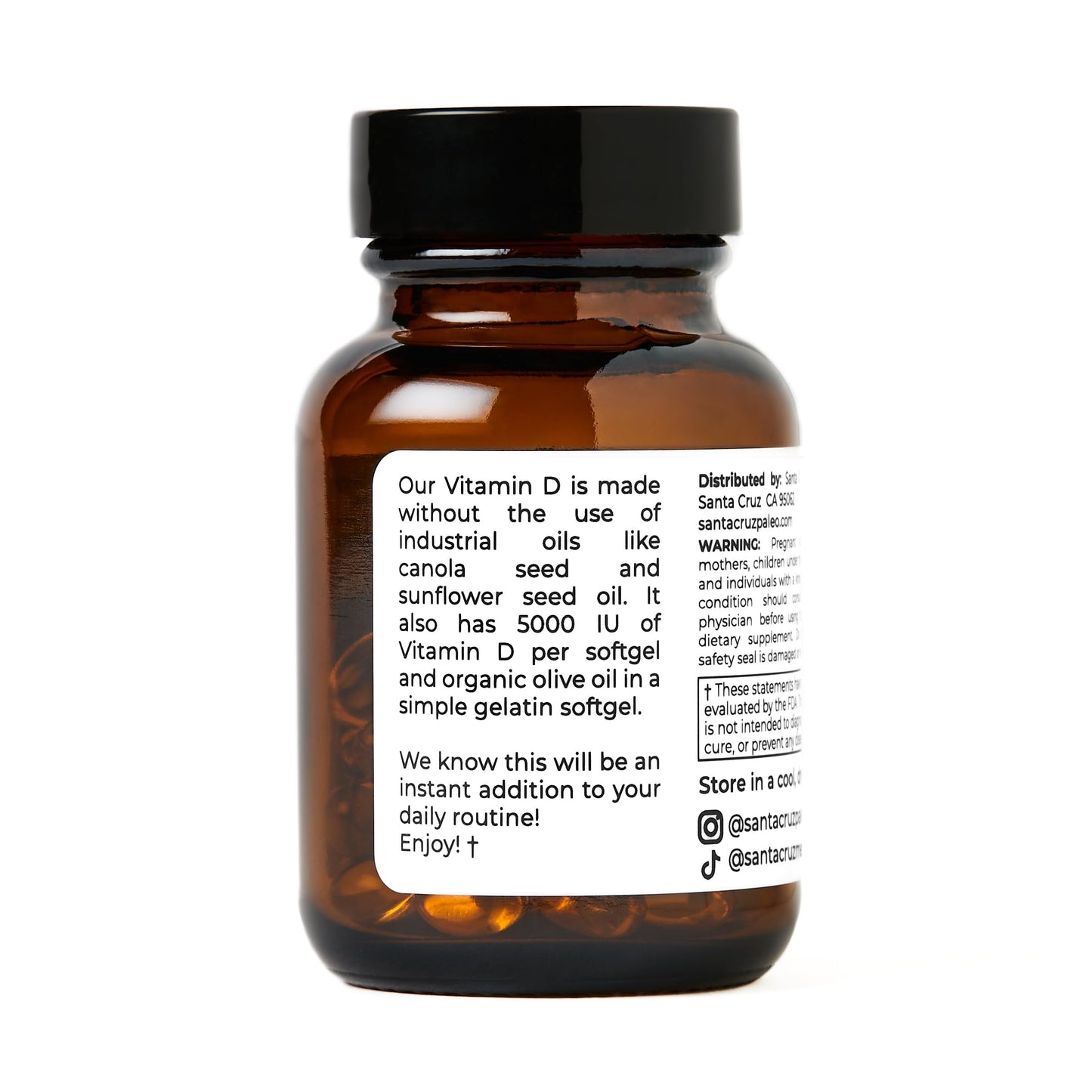Santa Cruz Paleo Vitamin D3 5000 IU - Olive Oil Softgels, 60 Count