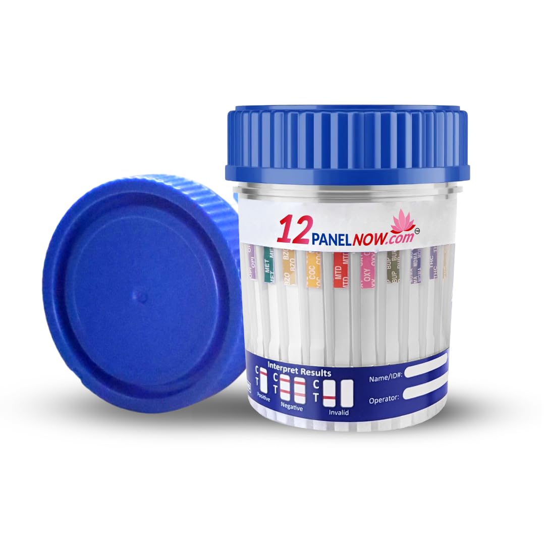 12-Panel Drug Test Kit for All Drugs – Urine Test Cup with Temperature Strip