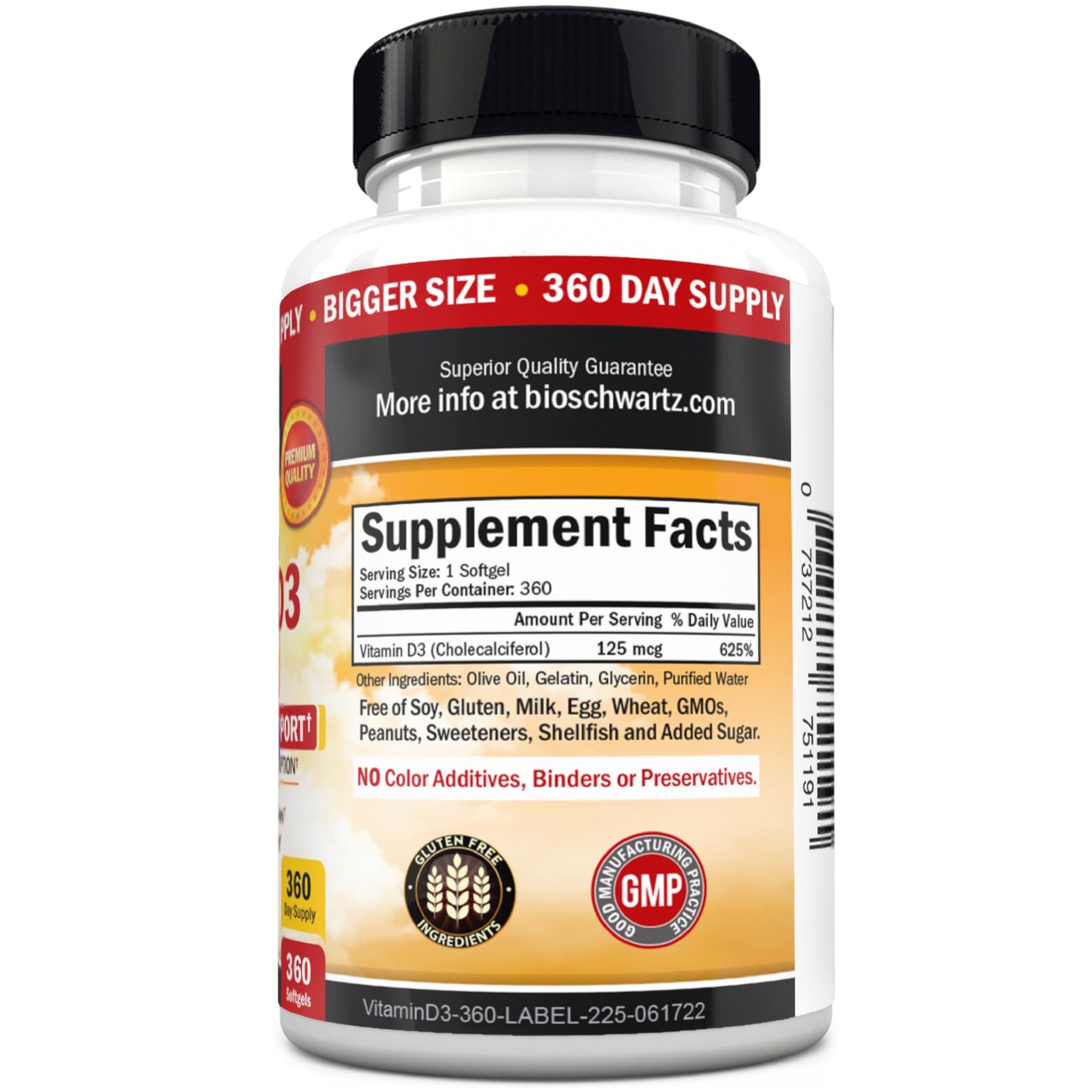 Vitamin D3 5000 IU with Olive Oil - Immune, Bone & Muscle Health