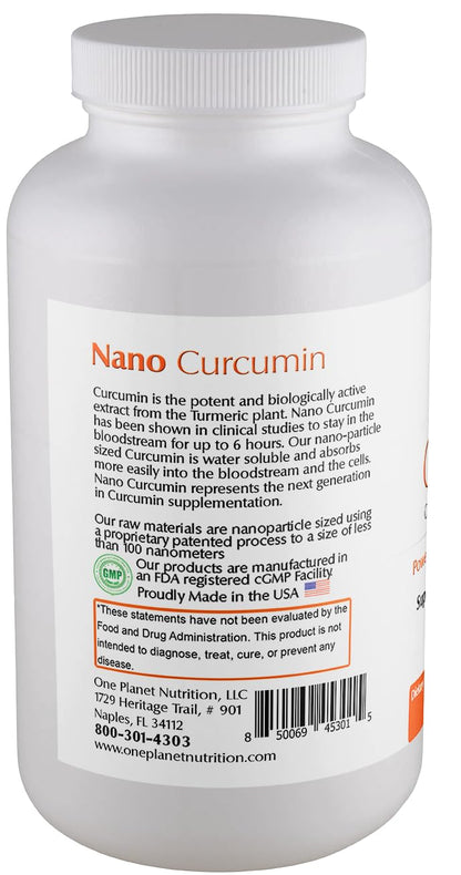 One Planet Nutrition Nano Curcumin 500 mg Veggie Capsules – High Absorption, 120 Servings