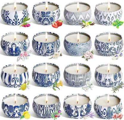 Onebird 16-Scented Candle Gift Set | Pure Soy Wax Aromatherapy