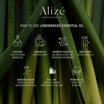 Organic Lemongrass Essential Oil, USDA Certified Organic 100% Natural & Pure Essential Oils for Diffusers for Home, Aromatherapy Oils, Diffuser Oils Scents, Refreshing, 10ml-0.33 fl oz