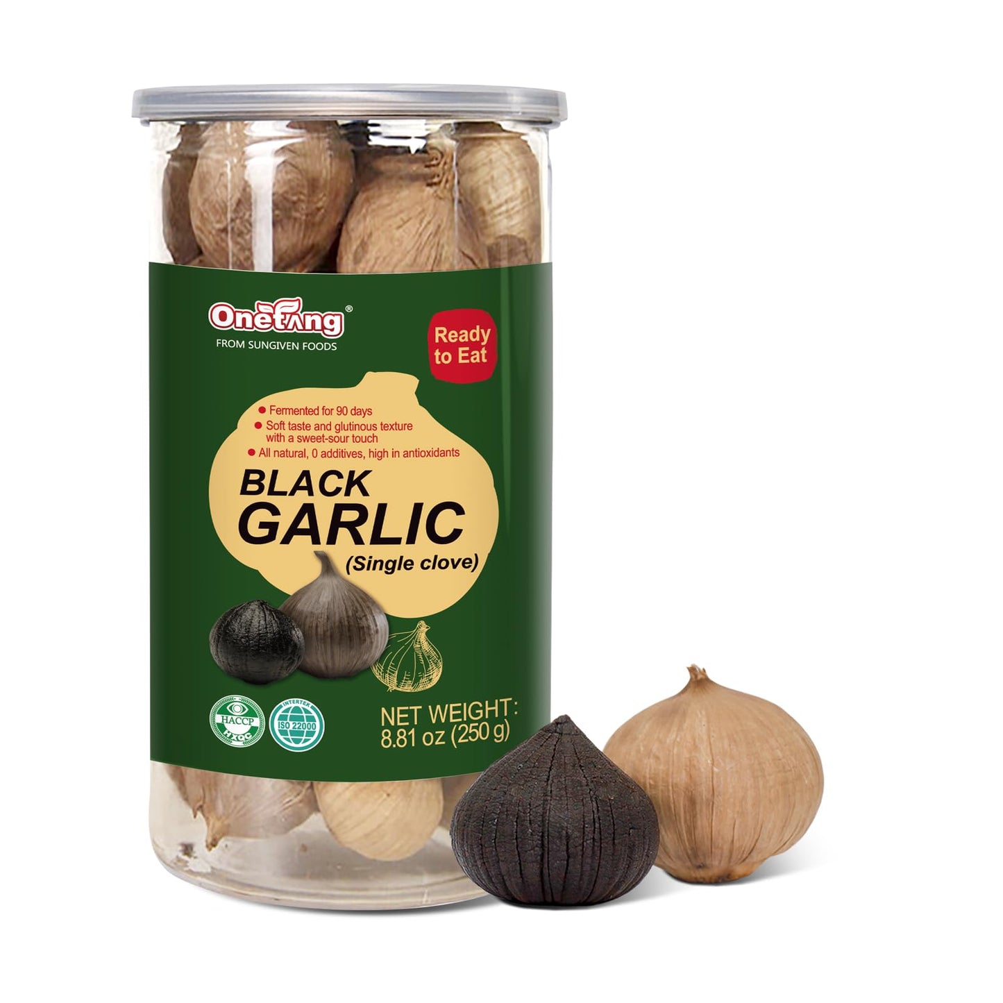 ONETANG Black Garlic 8.82 oz – 90-Day Fermented, Non-GMO, Ready-to-Eat