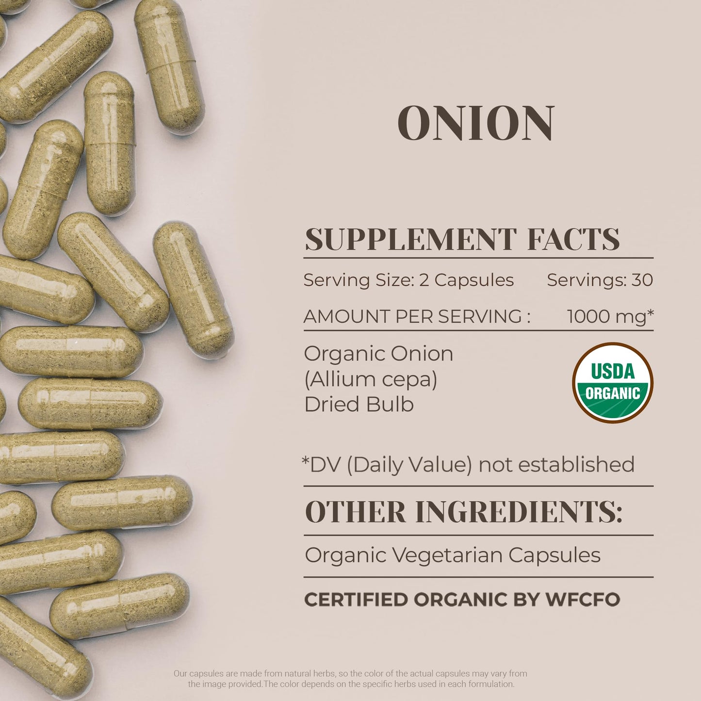 Onion USDA Organic 60 Capsules | High-Potency Organic Onion Supplement