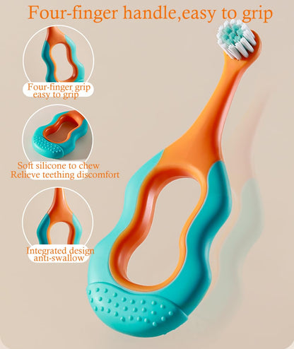 onluckdeer Baby Toothbrush – Soft Bristles, Calabash Handle, 0-3 Years, 4 Pack