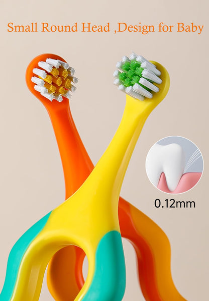 onluckdeer Baby Toothbrush – Soft Bristles, Calabash Handle, 0-3 Years, 4 Pack