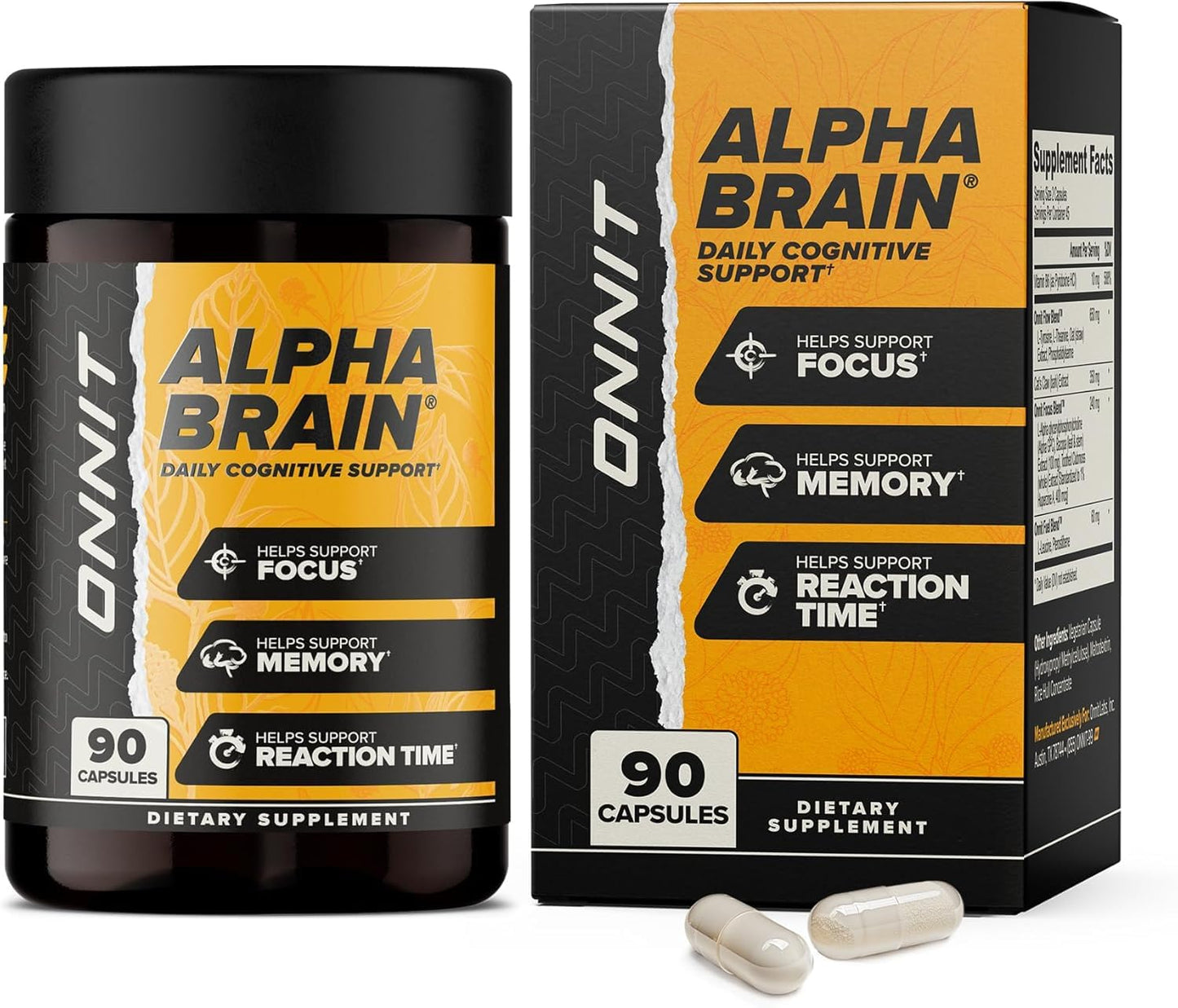 ONNIT Alpha BRAIN Nootropic – IGEN Non-GMO | Memory & Focus (90 Count)