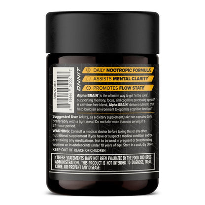 ONNIT Alpha Brain Nootropic Capsules – Memory, Focus & Mental Clarity (3× Bottles, 90 capsules)