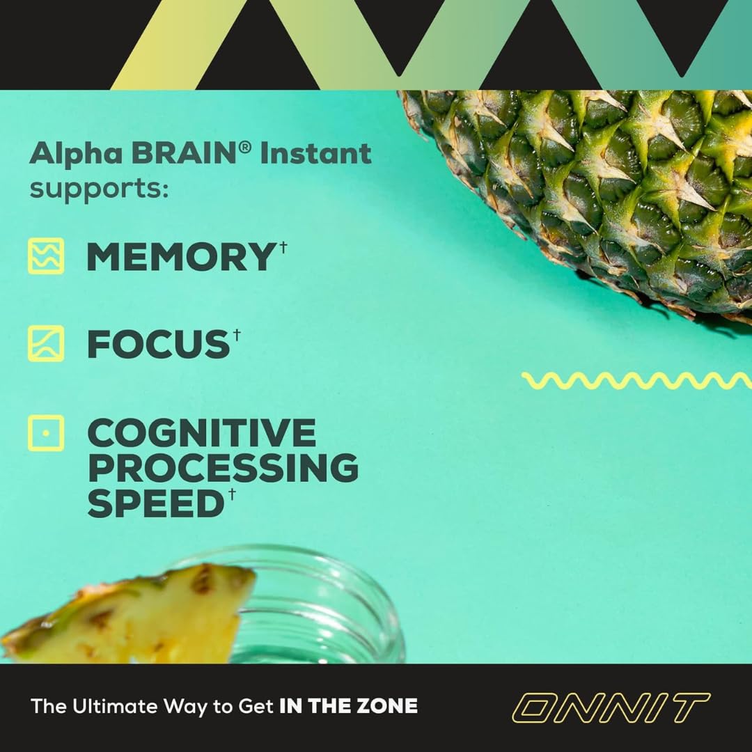 ONNIT Alpha Brain Instant Pineapple Punch – Nootropic Brain Booster for Focus & Clarity | 30 Count