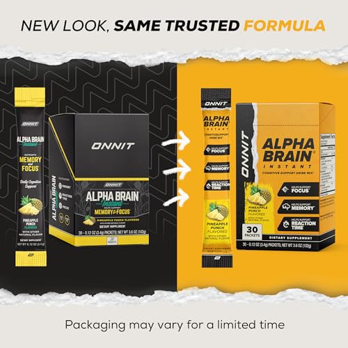 ONNIT Alpha Brain Instant Pineapple Punch – Nootropic Brain Booster for Focus & Clarity | 30 Count