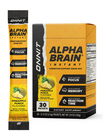 ONNIT Alpha Brain Instant Pineapple Punch – Nootropic Brain Booster for Focus & Clarity | 30 Count