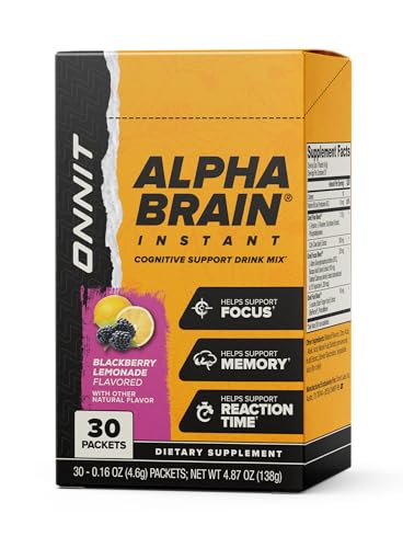 ONNIT Alpha BRAIN Instant Nootropic Drink Mix – Blackberry Lemonade, 30 Packets