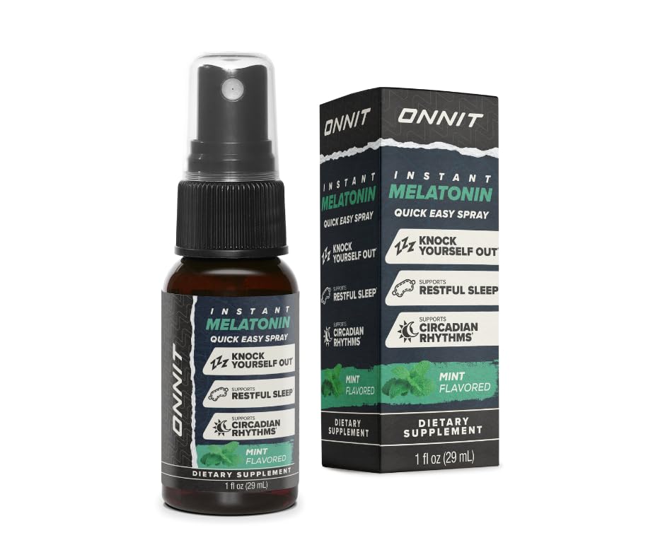 ONNIT Melatonin Instant Spray – 3 mg per Spray, Mint Flavor, IGEN Non-GMO Tested, 1 fl oz