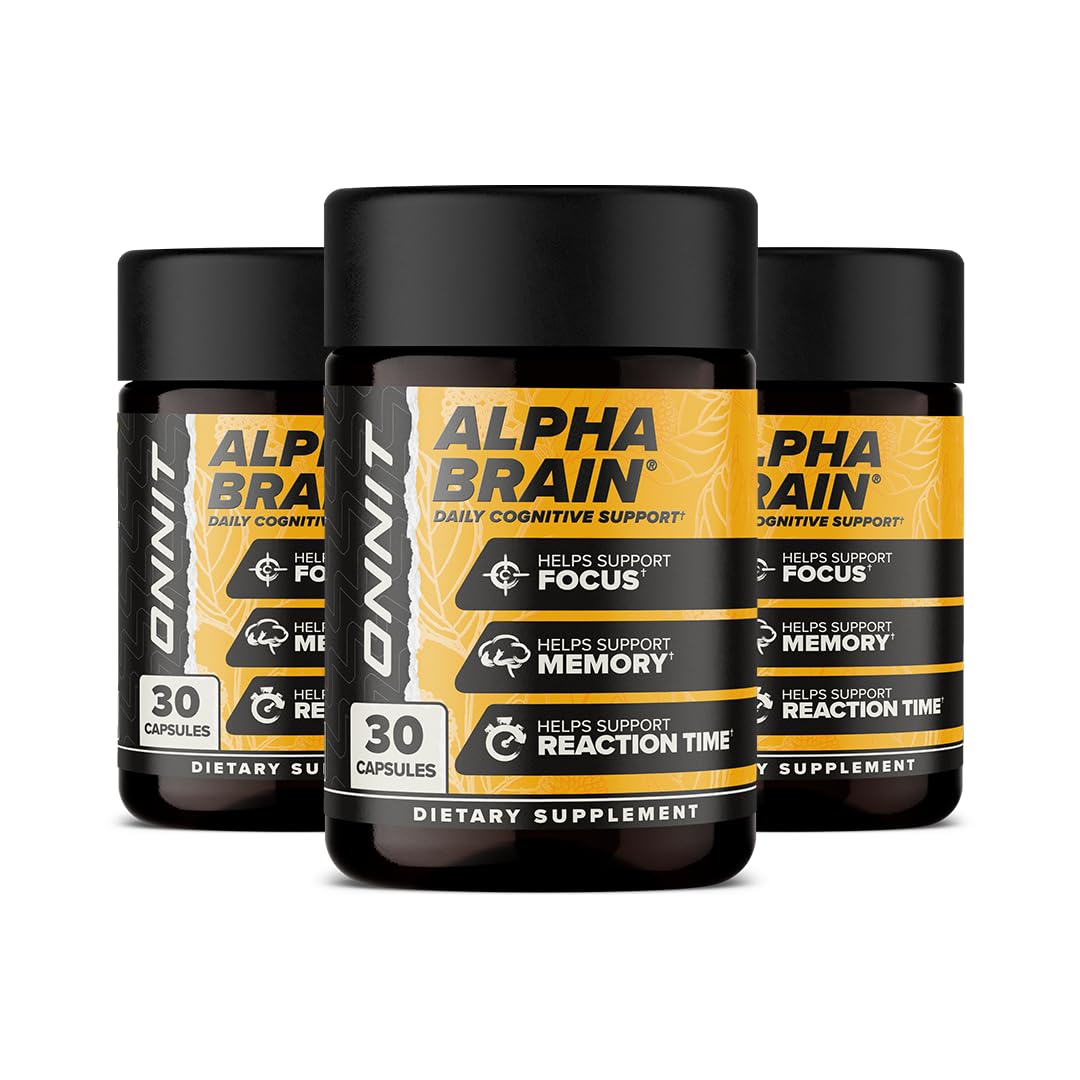ONNIT Alpha Brain Nootropic Capsules – Memory, Focus & Mental Clarity (3× Bottles, 90 capsules)