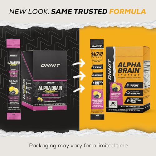 ONNIT Alpha BRAIN Instant Nootropic Drink Mix – Blackberry Lemonade, 30 Packets