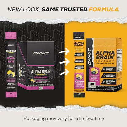 ONNIT Alpha BRAIN Instant Nootropic Drink Mix – Blackberry Lemonade, 30 Packets