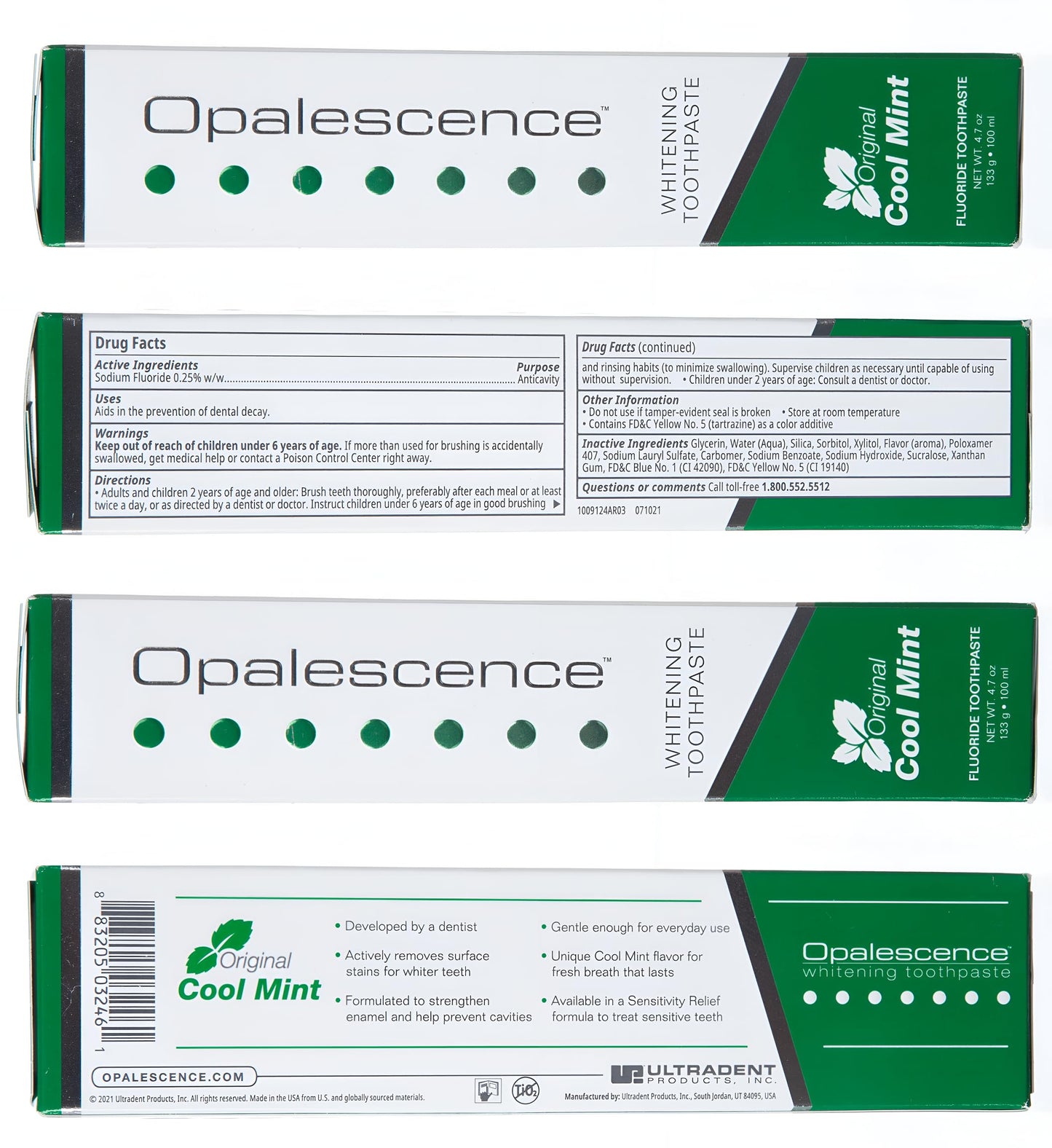 Opalescence Whitening Toothpaste Original Formula (Pack of 3) - Mint, Gluten Free - 4.7 oz - TP-5166-3