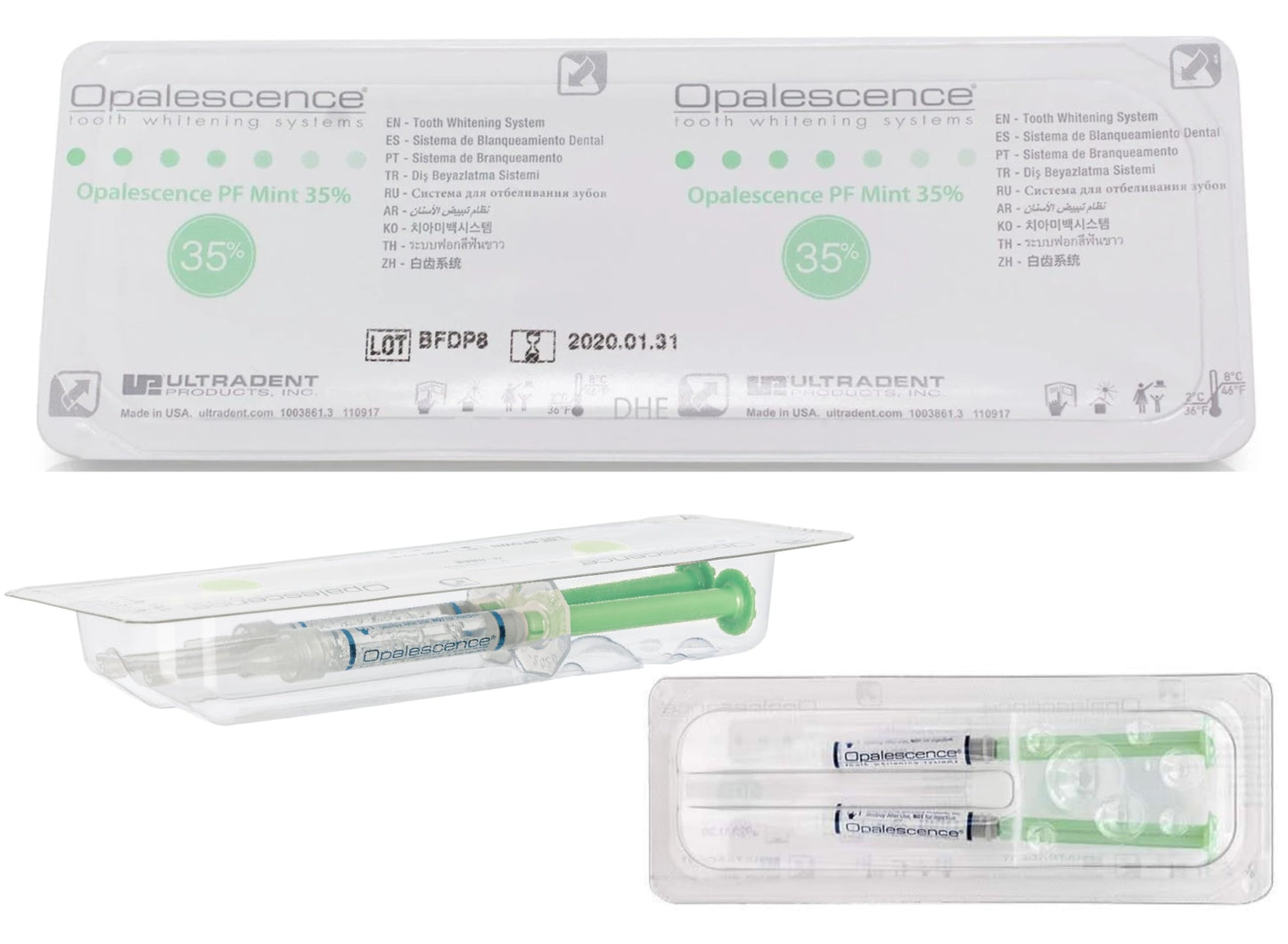 Opalescence 35% Gel Syringes Refill Kit (8 Count) – Ultradent Carbamide Peroxide, Cool Mint