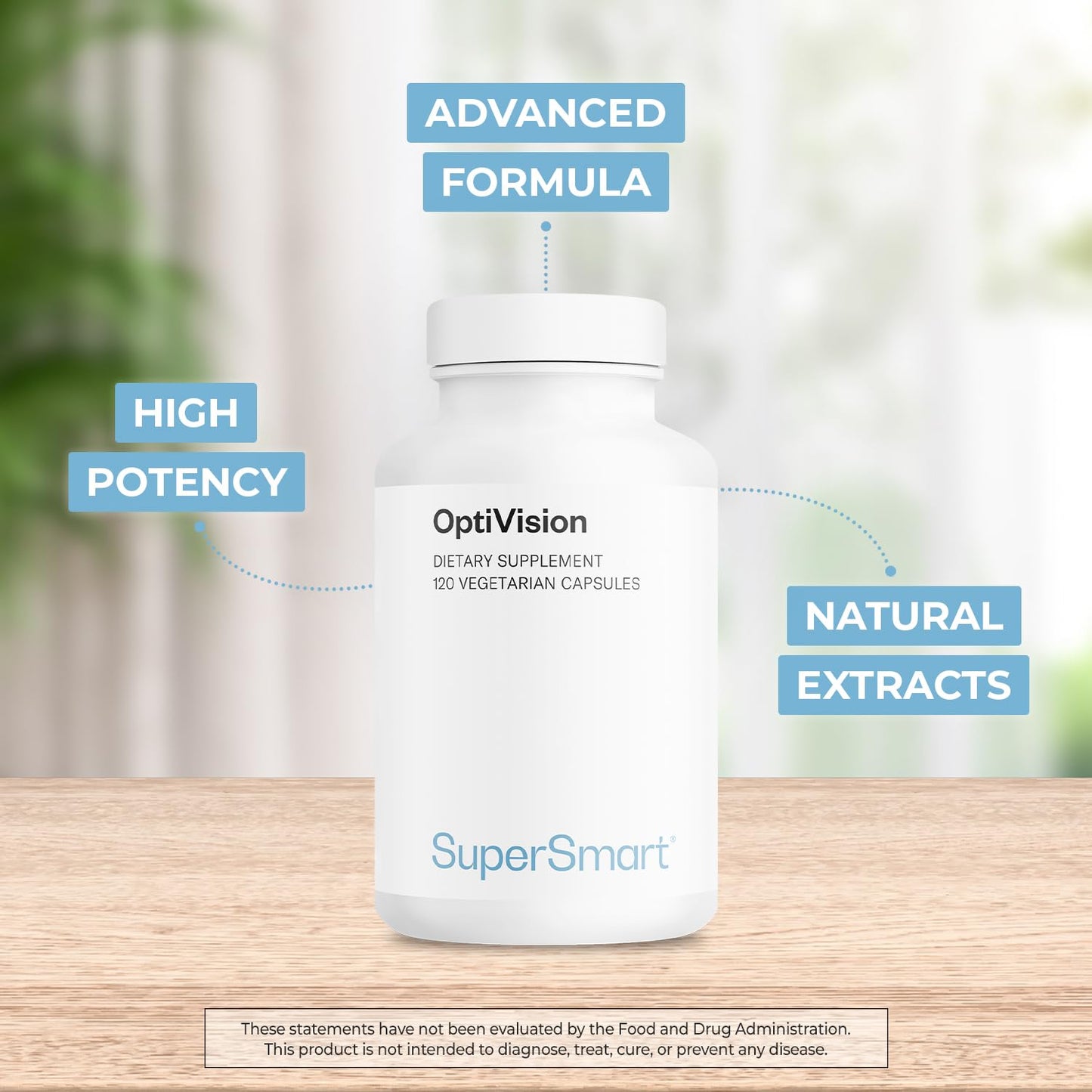 Supersmart OptiVision Advanced Formula - Bilberry, Lutein & Zeaxanthin Eye Support | Astaxanthin, Non-GMO, Gluten Free - 120 Veg Capsules