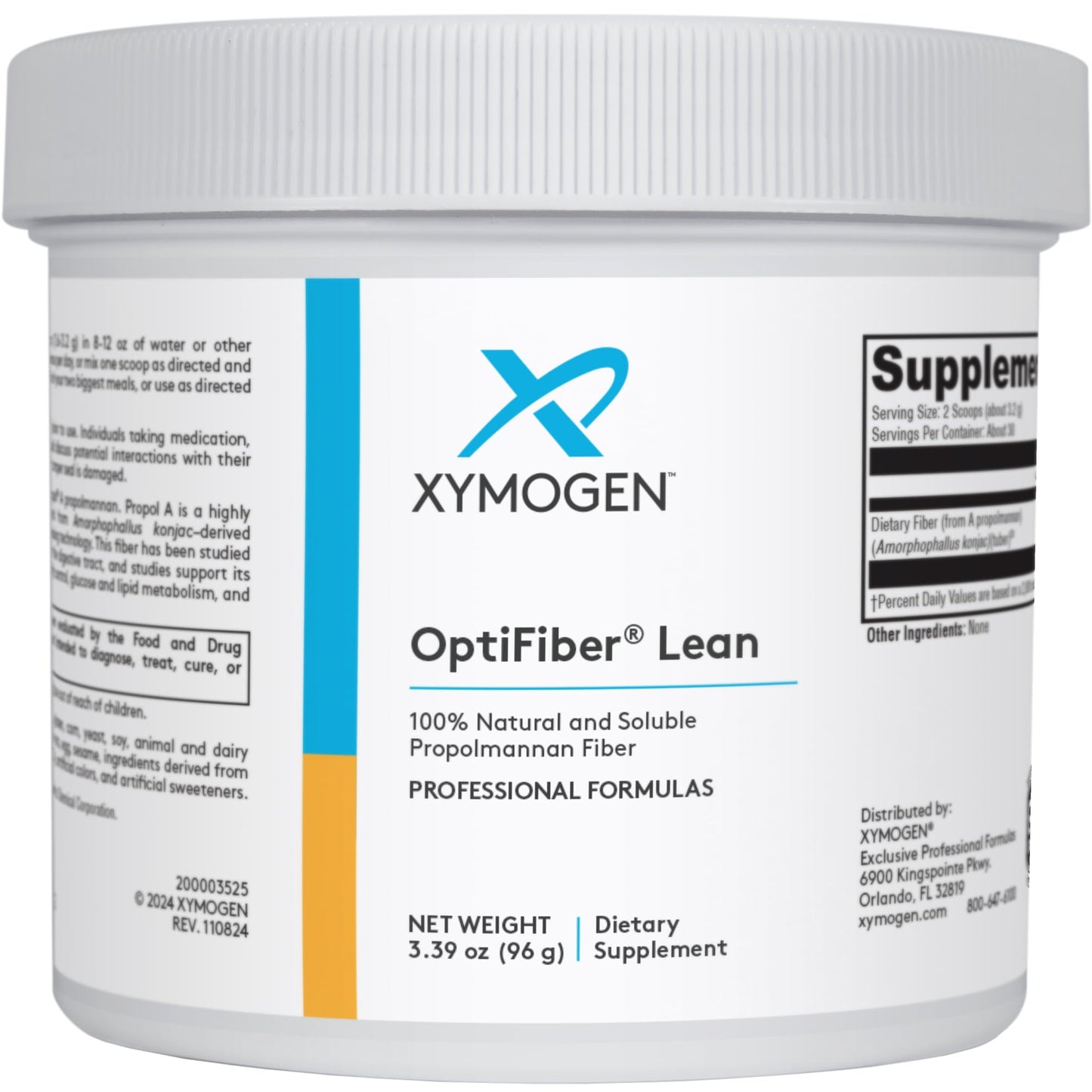 XYMOGEN OptiFiber Lean – 100% Natural Propolmannan Fiber Powder for Satiety, Cholesterol Metabolism & Bowel Health (3.39 oz)
