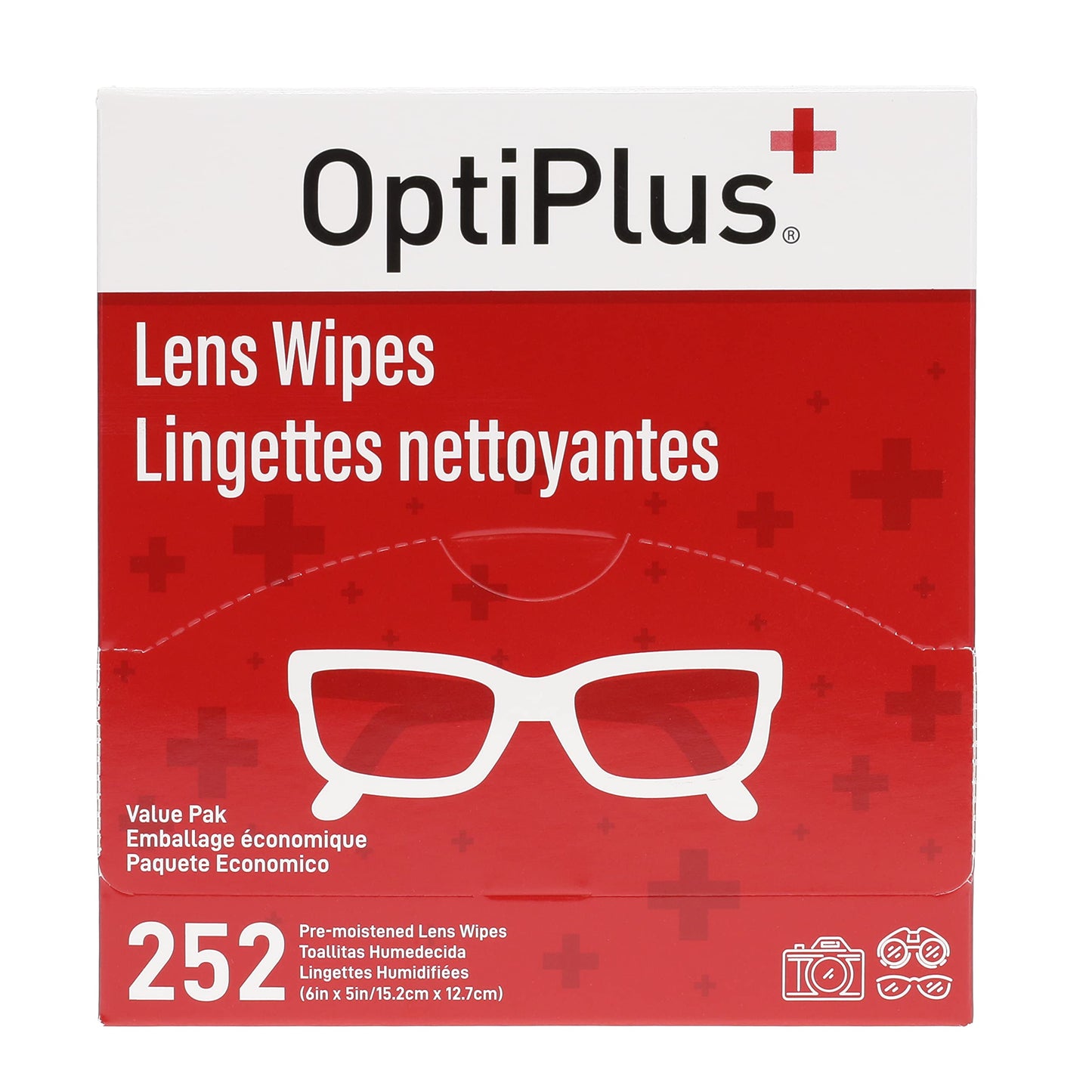 OptiPlus Eyeglass Lens Wipes – Pre-Moistened Cleaning Wipes for Glasses, Screens & Lenses | 252 Count