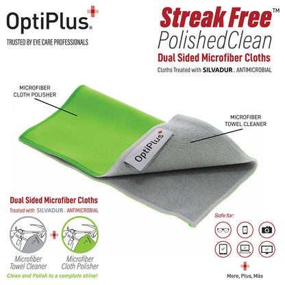 OptiPlus Anti-Fog Lens Cleaning Spray & Dual Microfiber Cloth – Streak-Free Defogger (2oz)