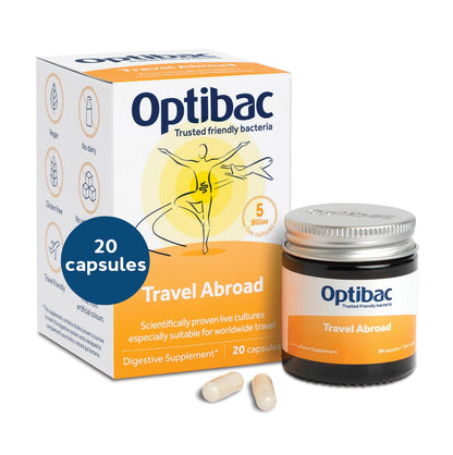 Optibac Probiotics for Travelling Abroad PMP UK 20 Vegetarian Capsules