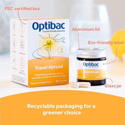 Optibac Probiotics for Travelling Abroad PMP UK 20 Vegetarian Capsules