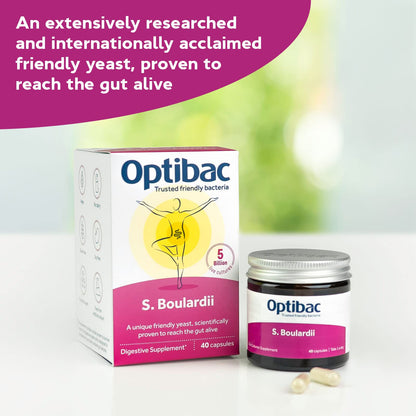 OptiBac Saccharomyces boulardii | 5 Billion Live Cultures | Vegan & Gluten Free | 80 Capsules