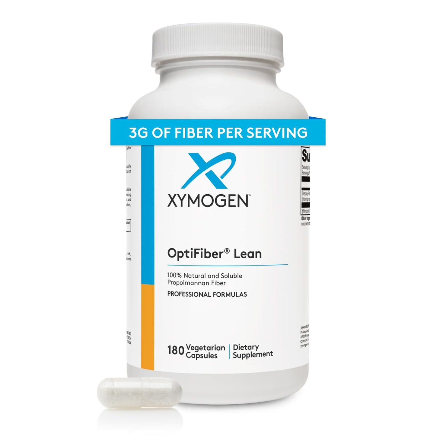 XYMOGEN OptiFiber Lean: Daily Soluble Propolmannan Fiber for Digestion & Satiety (120 Capsules)