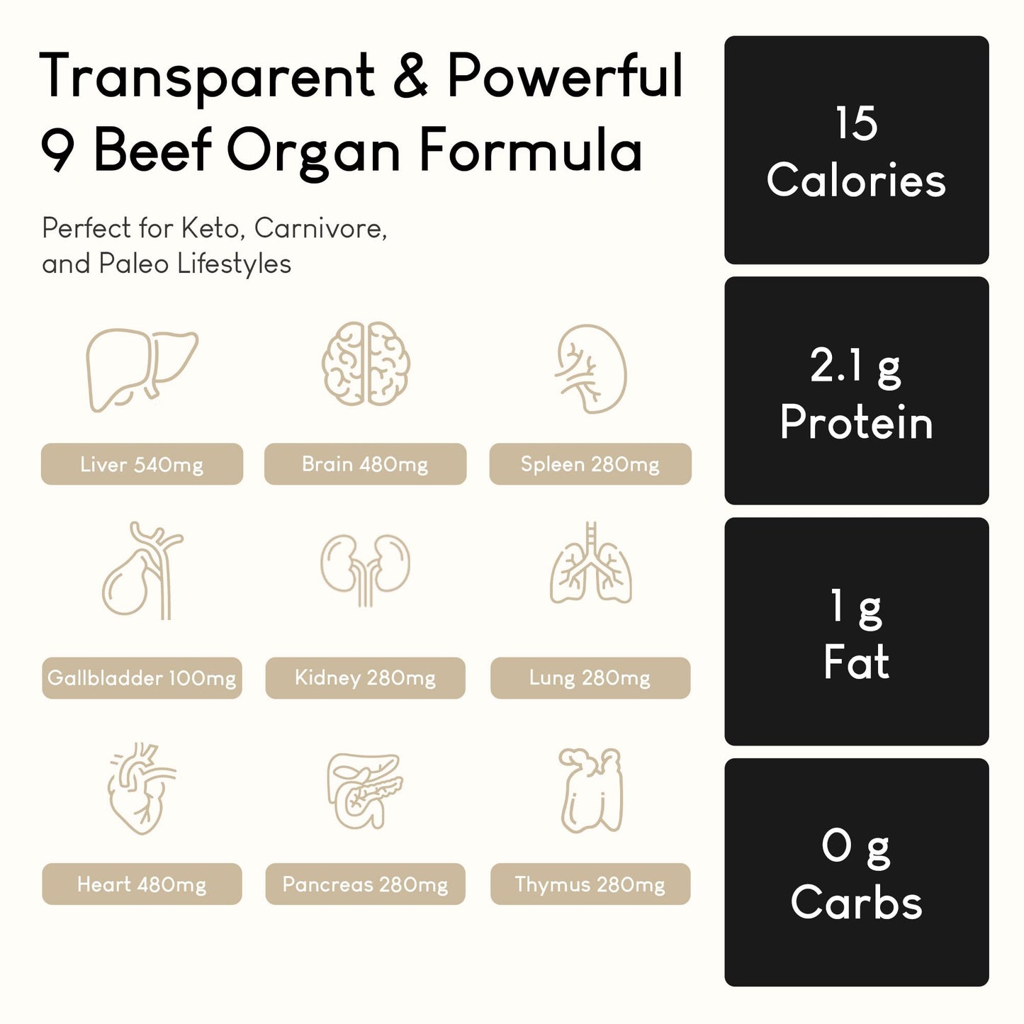 Optimal Carnivore Beef Organ Supplement | 9-Organ Complex from Grass-Fed NZ Cattle