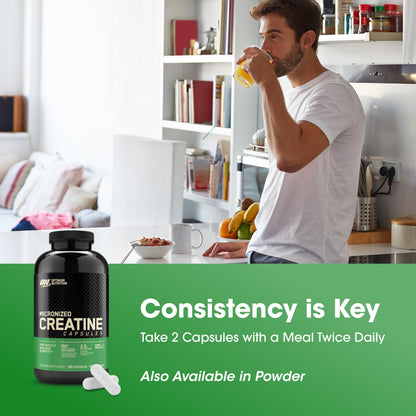 Optimum Nutrition Creatine 2500 Caps – 300 Capsules | 2,500 mg Creapure Monohydrate, Keto Friendly