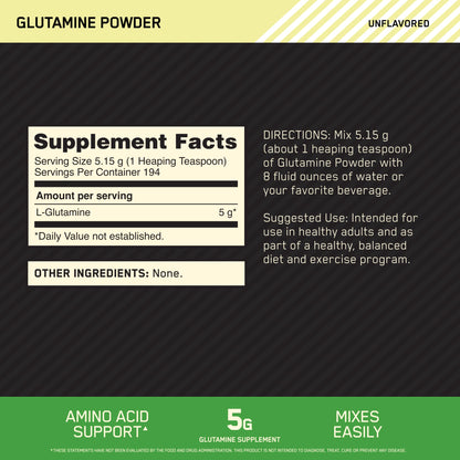 Optimum Nutrition L-Glutamine Powder – 1000g, 194 Servings