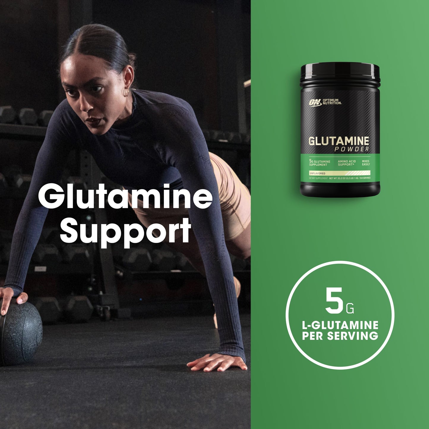 Optimum Nutrition L-Glutamine Powder – 1000g, 194 Servings