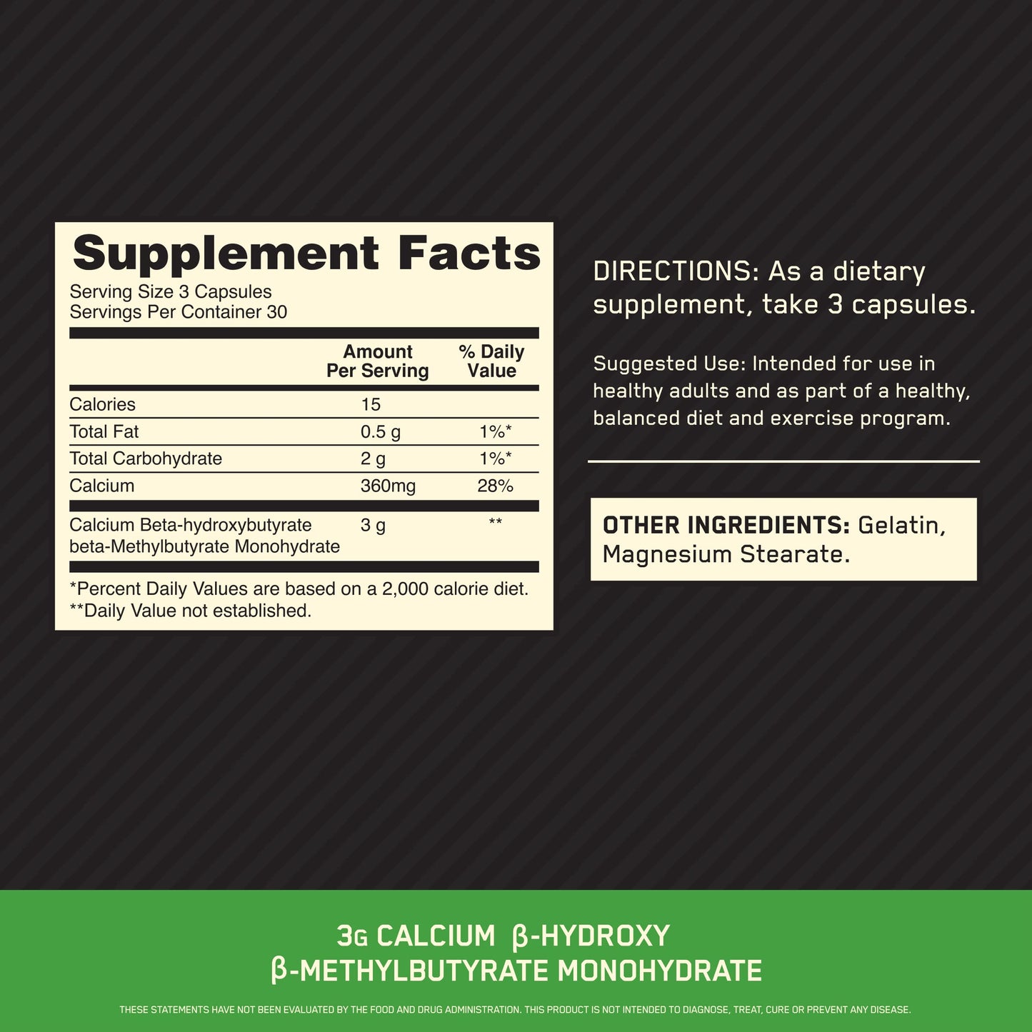 Optimum Nutrition HMB 1000 Caps – 3 g HMB per Serving, 90 Capsules, GMP Certified