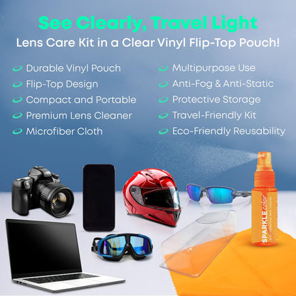 OPTIPAK Eyeglass Lens Cleaner Kit – Vinyl Flip-Top Pouch with 4x 1oz Bottles + 4 Microfiber Cloths