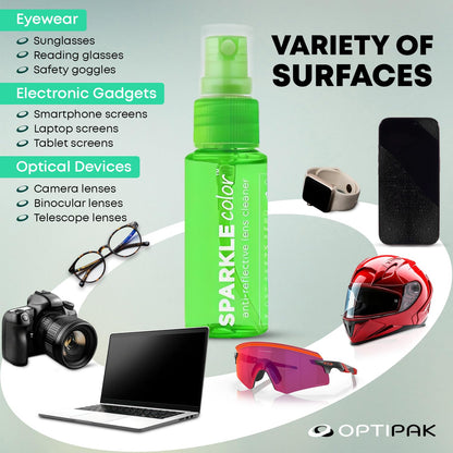 OPTIPAK Sparkle Anti-Reflective Safe Lens Cleaner Kit – 8-Piece Set