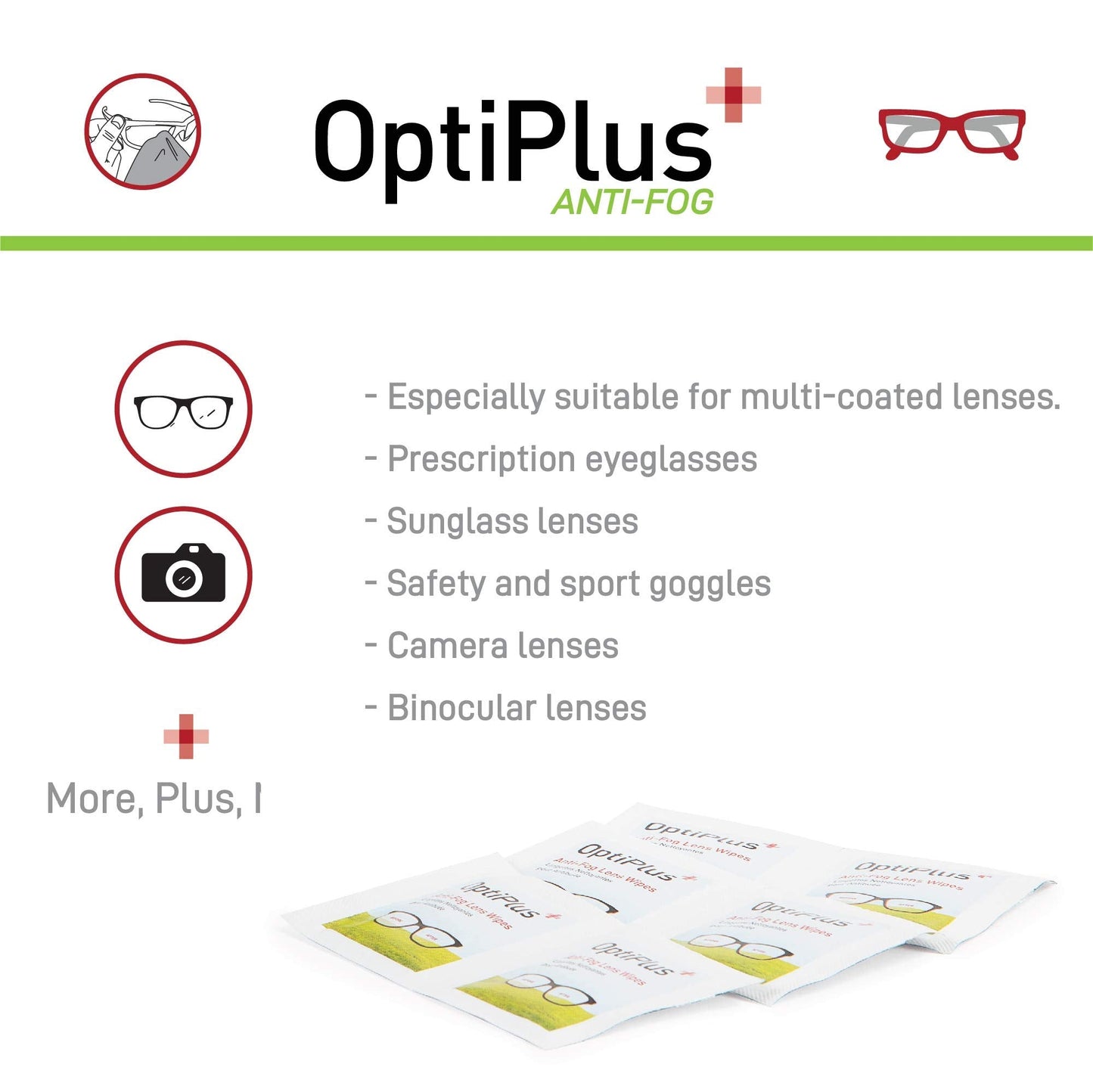 OptiPlus Anti-Fog Lens Wipes — 2 Pack of 100 Wipes