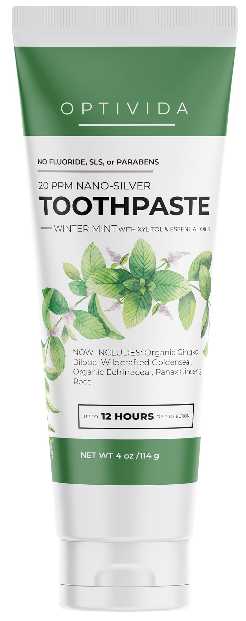 Optivida Fluoride Free Colloidal Silver Toothpaste 4oz - Anti-Cavity Whitening