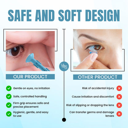 OptiWand Portable Soft Contact Lens Tool | Insertion & Removal – Silicone Rubber Eye Inserter & Remover (Travel Size 1.75 inch)