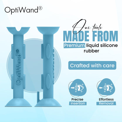 OptiWand Portable Soft Contact Lens Tool | Insertion & Removal – Silicone Rubber Eye Inserter & Remover (Travel Size 1.75 inch)