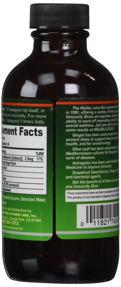 California Natural Immunity Shots 4oz – Zinc, Ginger & Oregano Oil