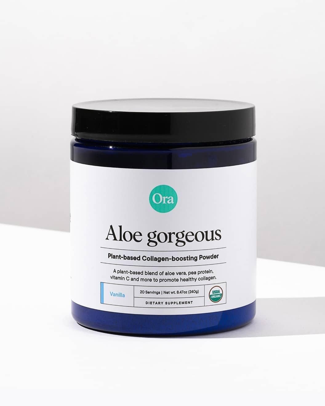 Ora Organic Vegan Collagen-Boosting Powder for Hair, Skin & Nails – Vanilla, 20 Servings