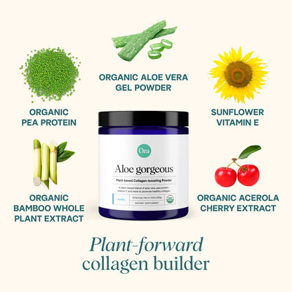 Ora Organic Vegan Collagen-Boosting Powder for Hair, Skin & Nails – Vanilla, 20 Servings