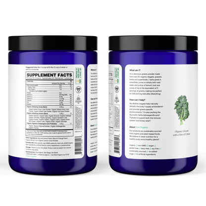 Ora Organic Greens Powder – Citrus Flavor, 30 Servings | Vegan, Gluten-Free, 20+ Organic Greens + Adaptogens