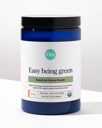 Ora Organic Greens Powder – Citrus Flavor, 30 Servings | Vegan, Gluten-Free, 20+ Organic Greens + Adaptogens