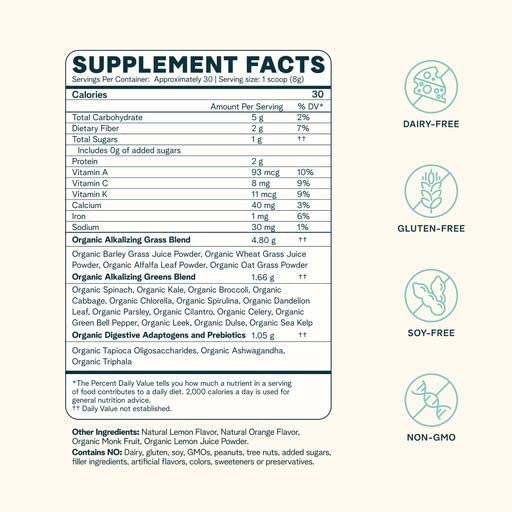Ora Organic Greens Powder – Citrus Flavor, 30 Servings | Vegan, Gluten-Free, 20+ Organic Greens + Adaptogens